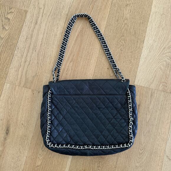 Chanel - Quilted Leather Chain Around Flap Maxi Bag in Black - Picture 9 of 9